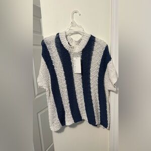 Shop Stevie Navy and White Knit Sweater